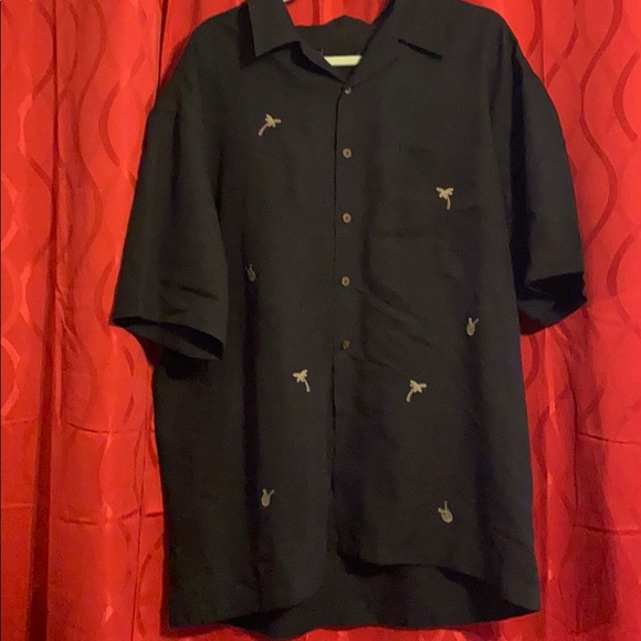 Black Button Down W/ Palm Trees - Picture 2 of 3